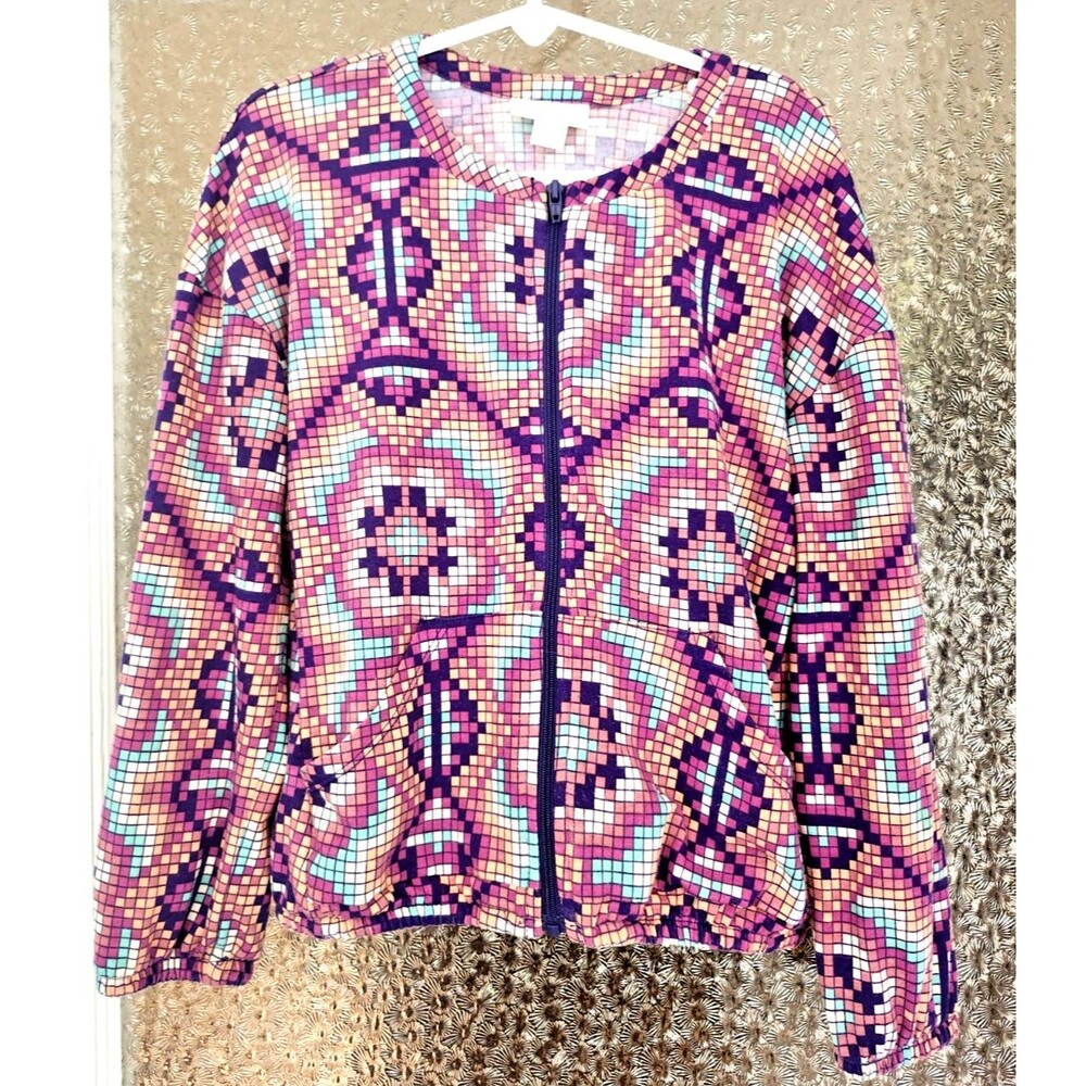 LuLaRoe Girls‎ -  Monroe Jacket - Pink Aztec - Size 8 - Excellent Condition!